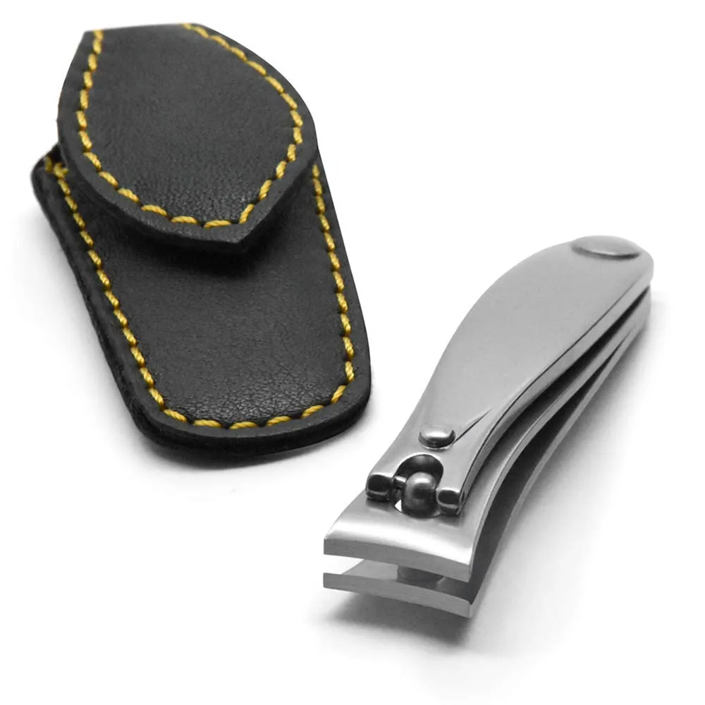 GERMANIKURE Professional Large Nail Clipper - FINOX Surgical Stainless Steel Manicure and Pedicure Tools in Leather Case- Ethically Made in Solingen Germany - 4712 - Travel Size Nail Care