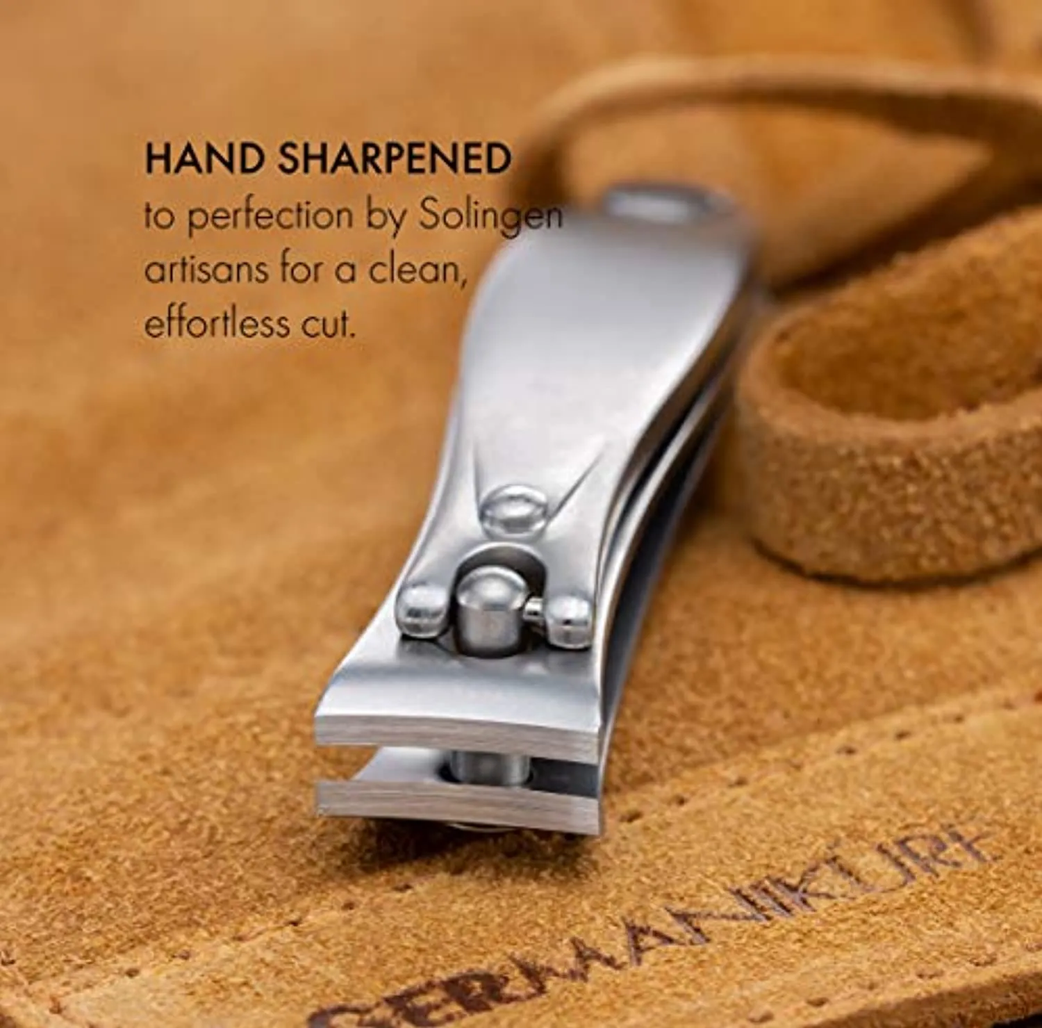 GERMANIKURE Professional Large Nail Clipper - FINOX Surgical Stainless Steel Manicure and Pedicure Tools in Leather Case- Ethically Made in Solingen Germany - 4712 - Travel Size Nail Care