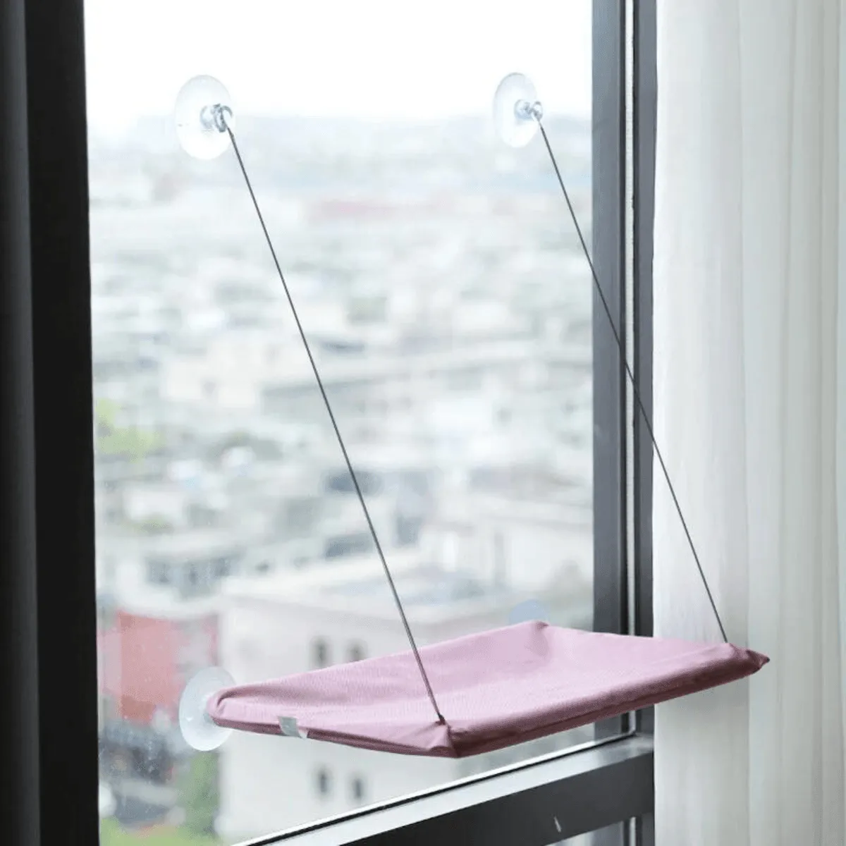 Hanging Cat Hammock, Durable Oxford Fabric, Easy to Clean, Breathable, 40lbs Capacity, Simple Installation with Suction Cups