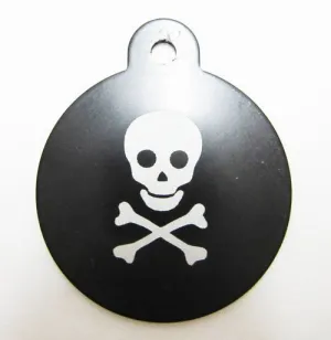 ID Tag - Large Black Circle with Skull and Crossbones