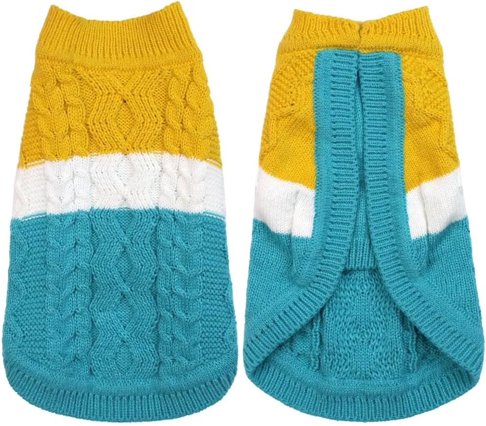 Knitted Dog Sweater - Color Block Thick Warm Dog Clothes Pet Winter Coat, Puppy Outfits Cat Apparel for Small Medium Dogs Cats Boy Girl Pet (Small)