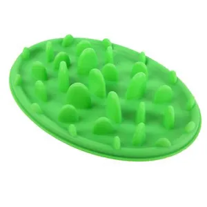 L 30.5*22.5*4cm green Portable pet silicone slow food bowl, anti-choking licking plate for cats and dogs AZ19574