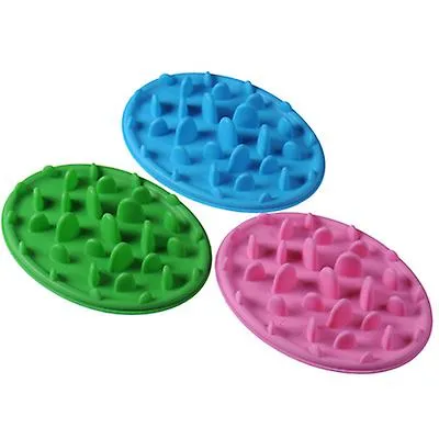 L 30.5*22.5*4cm green Portable pet silicone slow food bowl, anti-choking licking plate for cats and dogs AZ19574
