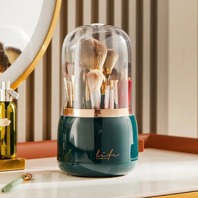 Light Luxury Makeup Brush Storage Bucket: Elegant and Multi-functional Cosmetic Organizer with Dustproof Design