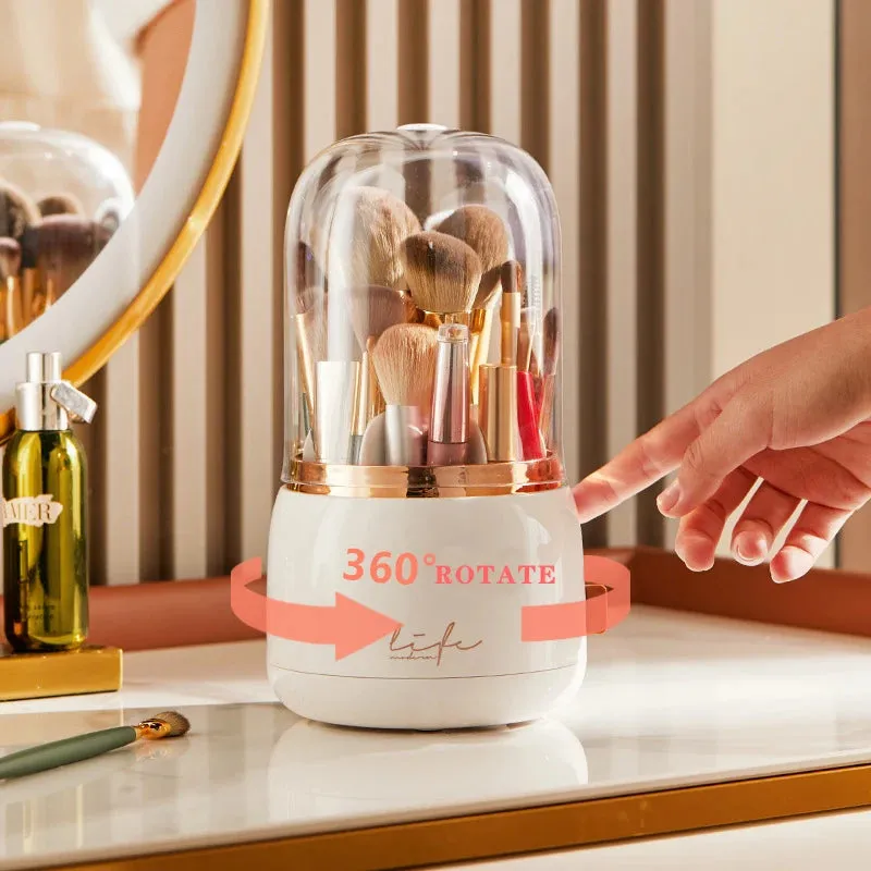 Light Luxury Makeup Brush Storage Bucket: Elegant and Multi-functional Cosmetic Organizer with Dustproof Design