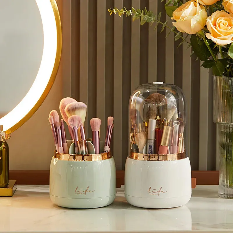 Light Luxury Makeup Brush Storage Bucket: Elegant and Multi-functional Cosmetic Organizer with Dustproof Design