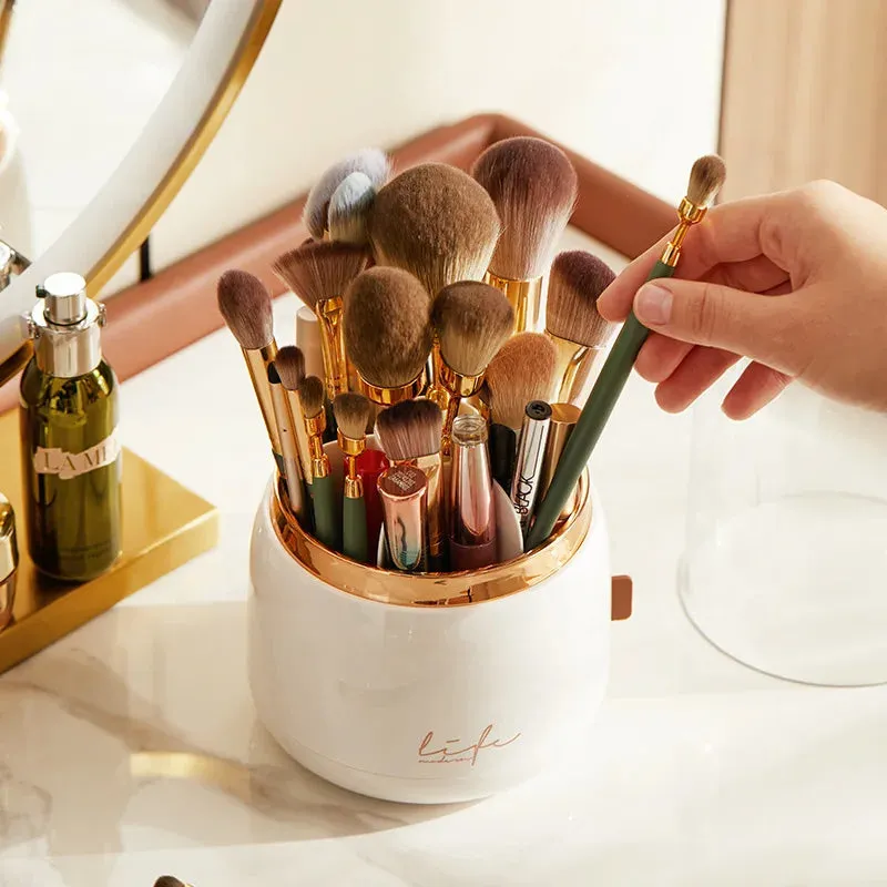 Light Luxury Makeup Brush Storage Bucket: Elegant and Multi-functional Cosmetic Organizer with Dustproof Design