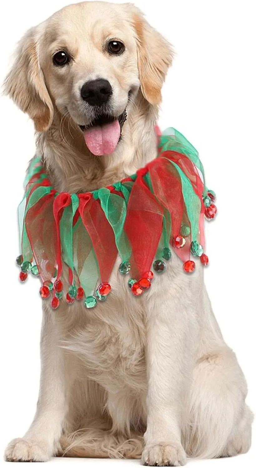 Lionheart glory Christmas Dog Collars Elastic Fancy Holiday Accessory for Dogs Pet Costume for Christmas Party