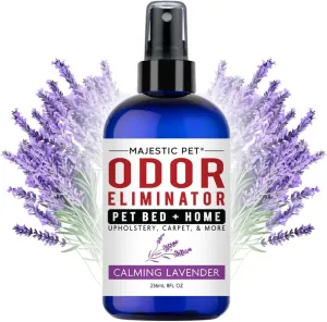 Majestic Pet Pet Bed & Pet Odor Eliminator for Home 8 FI Oz  Dog or Cat Urine Odor Eliminator-Pet Odor Eliminator for Carpet anywhere your Pet Frequents  Dog Deodorizing Spray Calming Lavender Scent