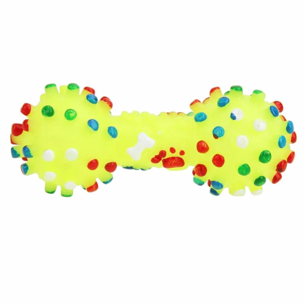 MerryBIY Pet Chewing Toys Colorful Dotted Dumbbell Dog Toys Squeeze  Toys for Dog Puppy Pet Training Products
