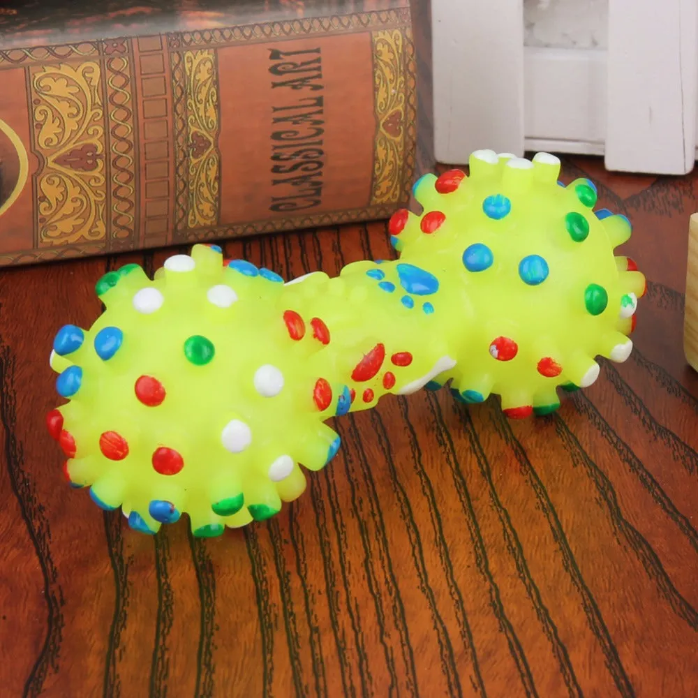 MerryBIY Pet Chewing Toys Colorful Dotted Dumbbell Dog Toys Squeeze  Toys for Dog Puppy Pet Training Products