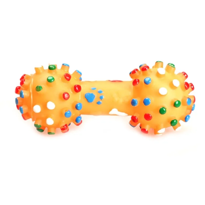 MerryBIY Pet Chewing Toys Colorful Dotted Dumbbell Dog Toys Squeeze  Toys for Dog Puppy Pet Training Products