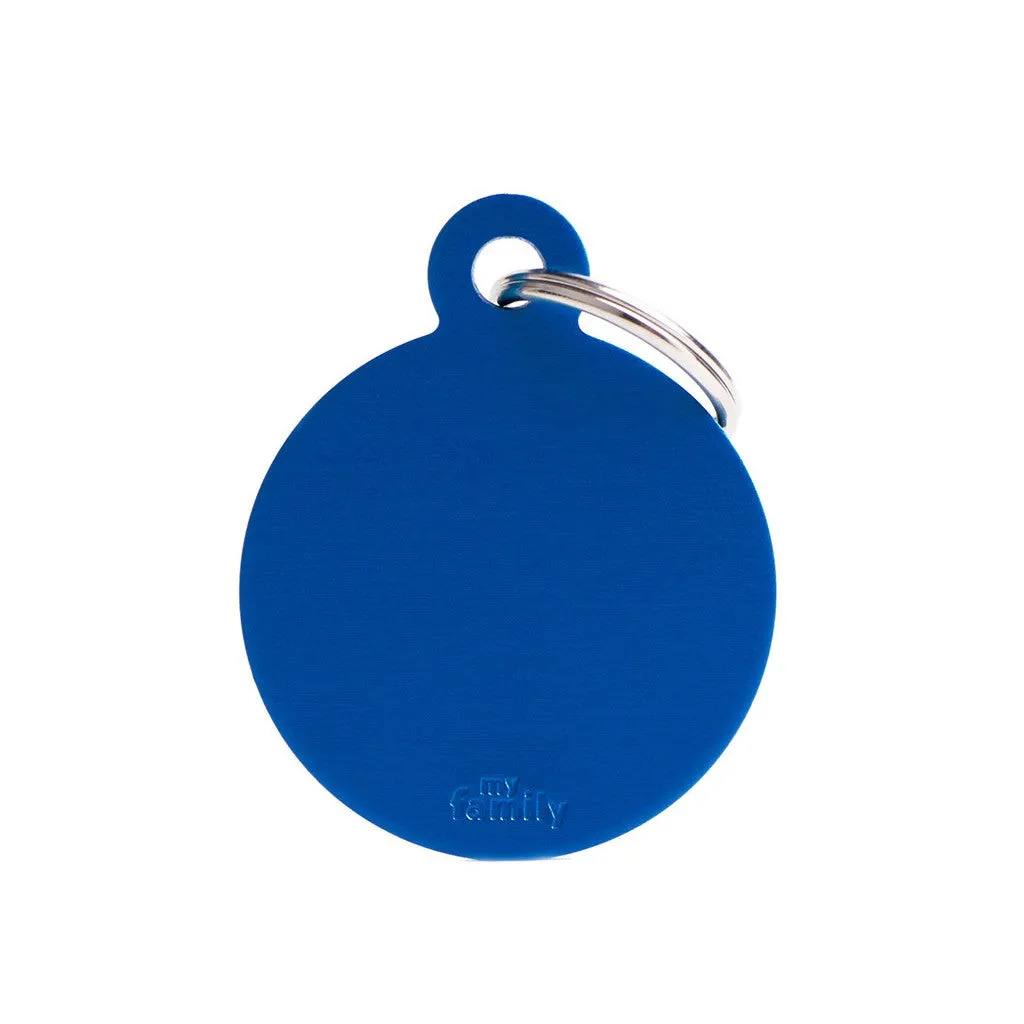 MyFamily Pet Tag: Basic Big Aluminum Blue Circle