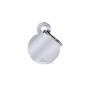 MyFamily Pet Tag: Basic Small Circle in Chrome-Plated Brass