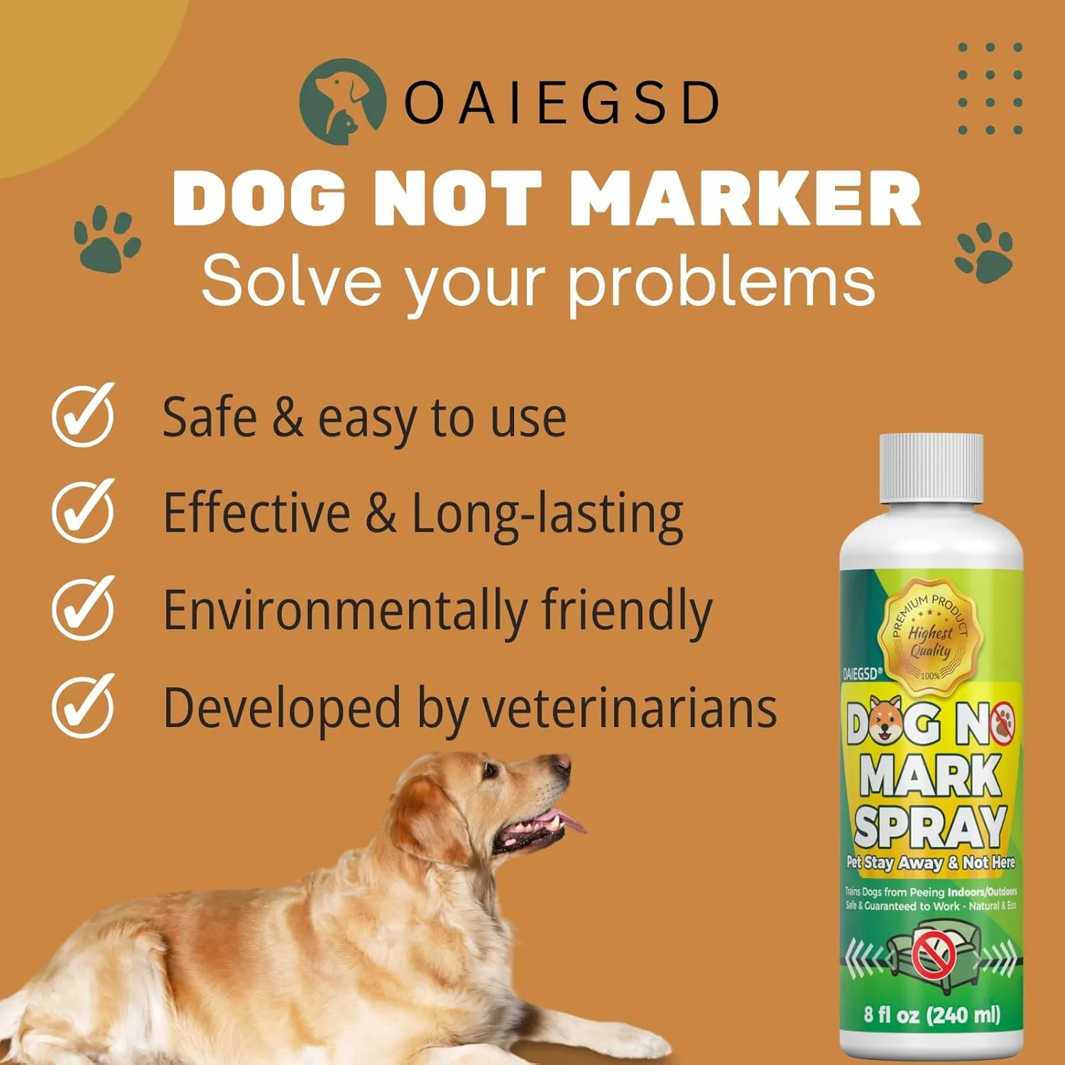 Natural, Safe Formula | Not Here Dog Spray Training Spray to Stop Dogs from Marking | Pee No Marking | 8 Oz