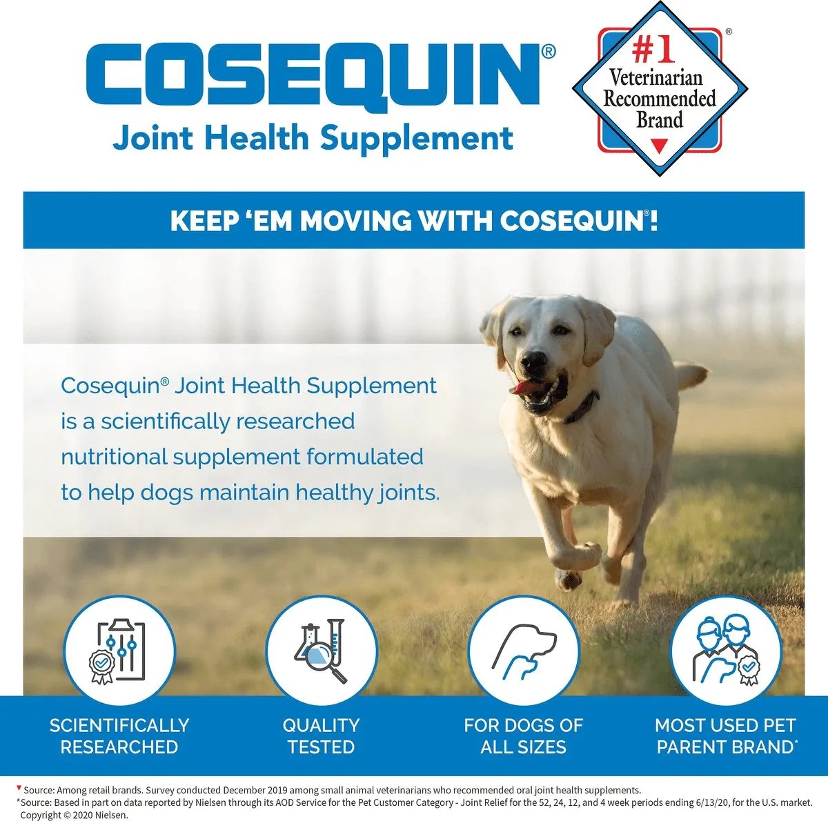 Nutramax Cosequin Senior Joint Health Supplement for Senior Dogs - With Glucosamine, Chondroitin, Omega-3 for Skin and Coat Health and Beta Glucans for Immune Support