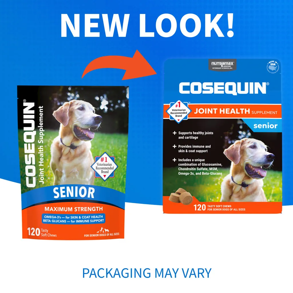 Nutramax Cosequin Senior Joint Health Supplement for Senior Dogs - With Glucosamine, Chondroitin, Omega-3 for Skin and Coat Health and Beta Glucans for Immune Support