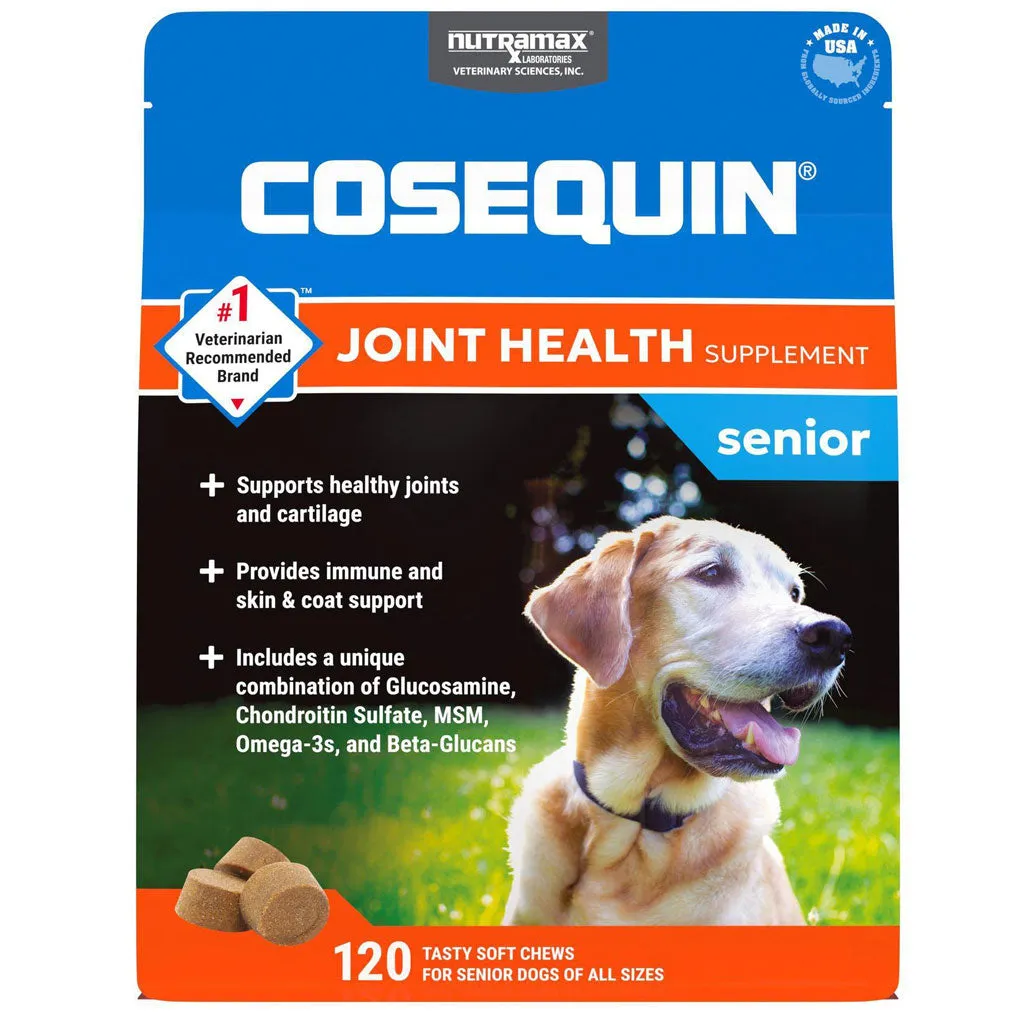 Nutramax Cosequin Senior Joint Health Supplement for Senior Dogs - With Glucosamine, Chondroitin, Omega-3 for Skin and Coat Health and Beta Glucans for Immune Support