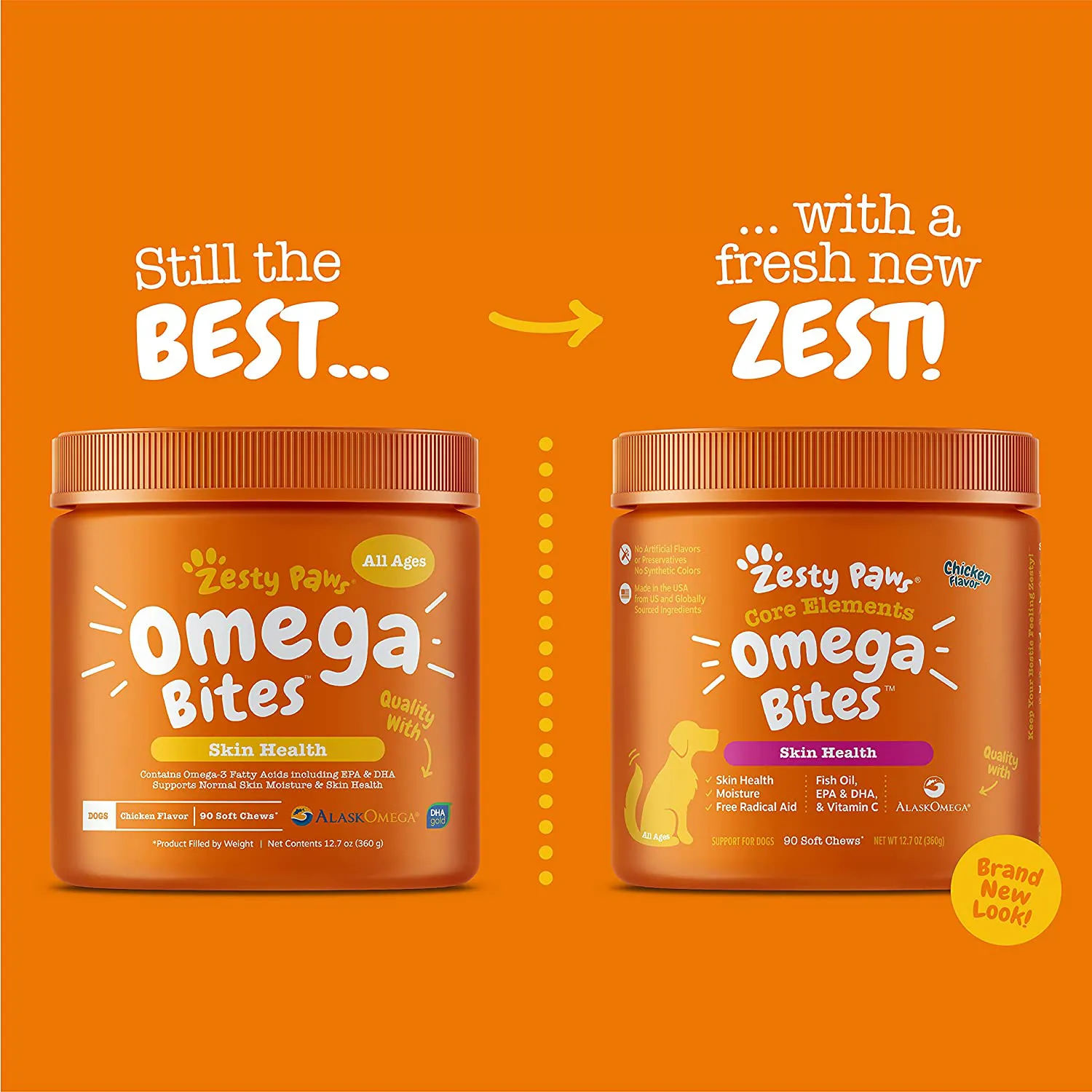 Omega 3 Alaskan Fish Oil Chew Treats for Dogs with AlaskOmega for EPA & DHA Fatty Acids - Itch Free Skin - Hip & Joint Support   Heart & Brain Health