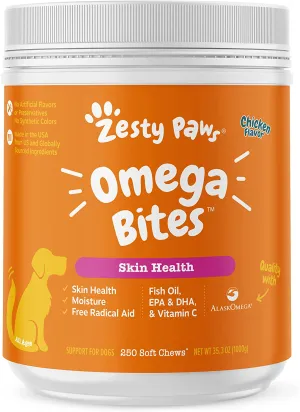 Omega 3 Alaskan Fish Oil Chew Treats for Dogs with AlaskOmega for EPA & DHA Fatty Acids - Itch Free Skin - Hip & Joint Support   Heart & Brain Health