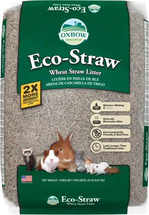 Oxbow Eco Straw Wheat Straw Litter for Small Animals, Dust Free, Rabbit, Guinea Pig, Ferret, & Cat Litter, Oxbow Animal Health, Moisture Wicking Pellets for Guinea Pig, Made in USA, 20 lb. Bag