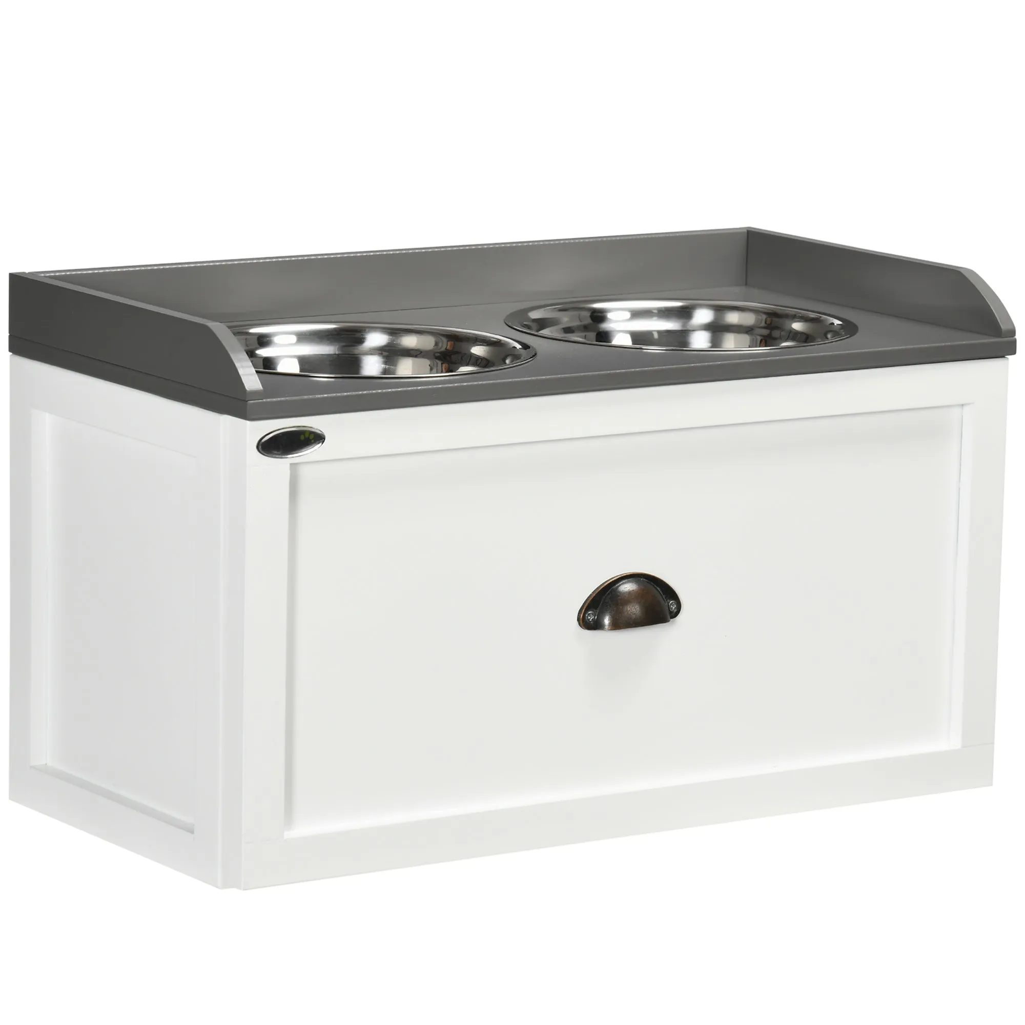 PawHut Stainless Steel Raised Dog Bowl w/ 21L Storage Drawer, for Large Dogs