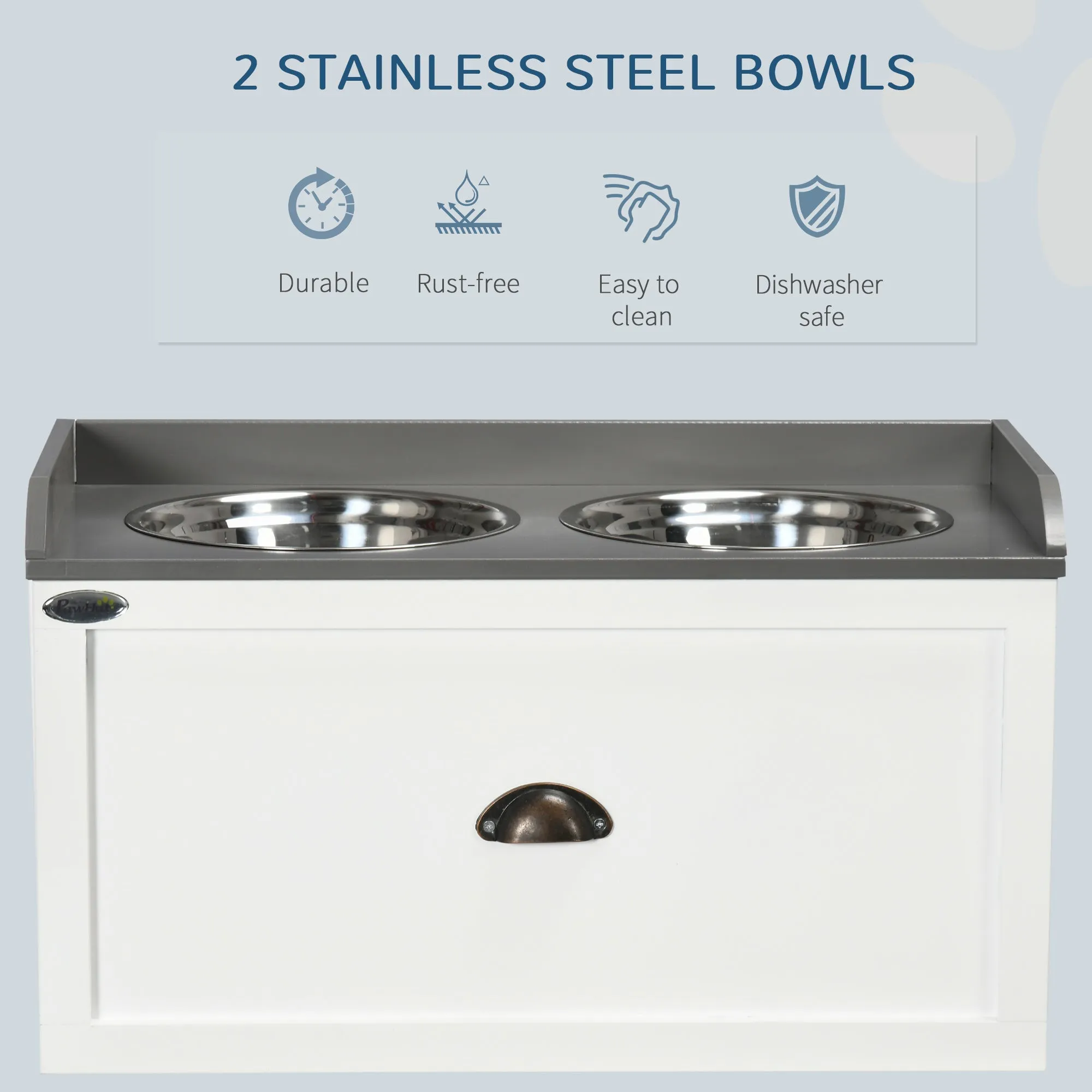 PawHut Stainless Steel Raised Dog Bowl w/ 21L Storage Drawer, for Large Dogs