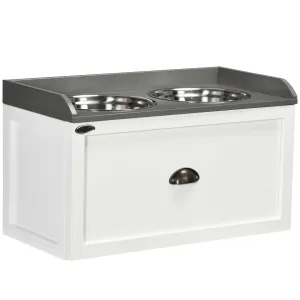 PawHut Stainless Steel Raised Dog Bowl w/ 21L Storage Drawer, for Large Dogs