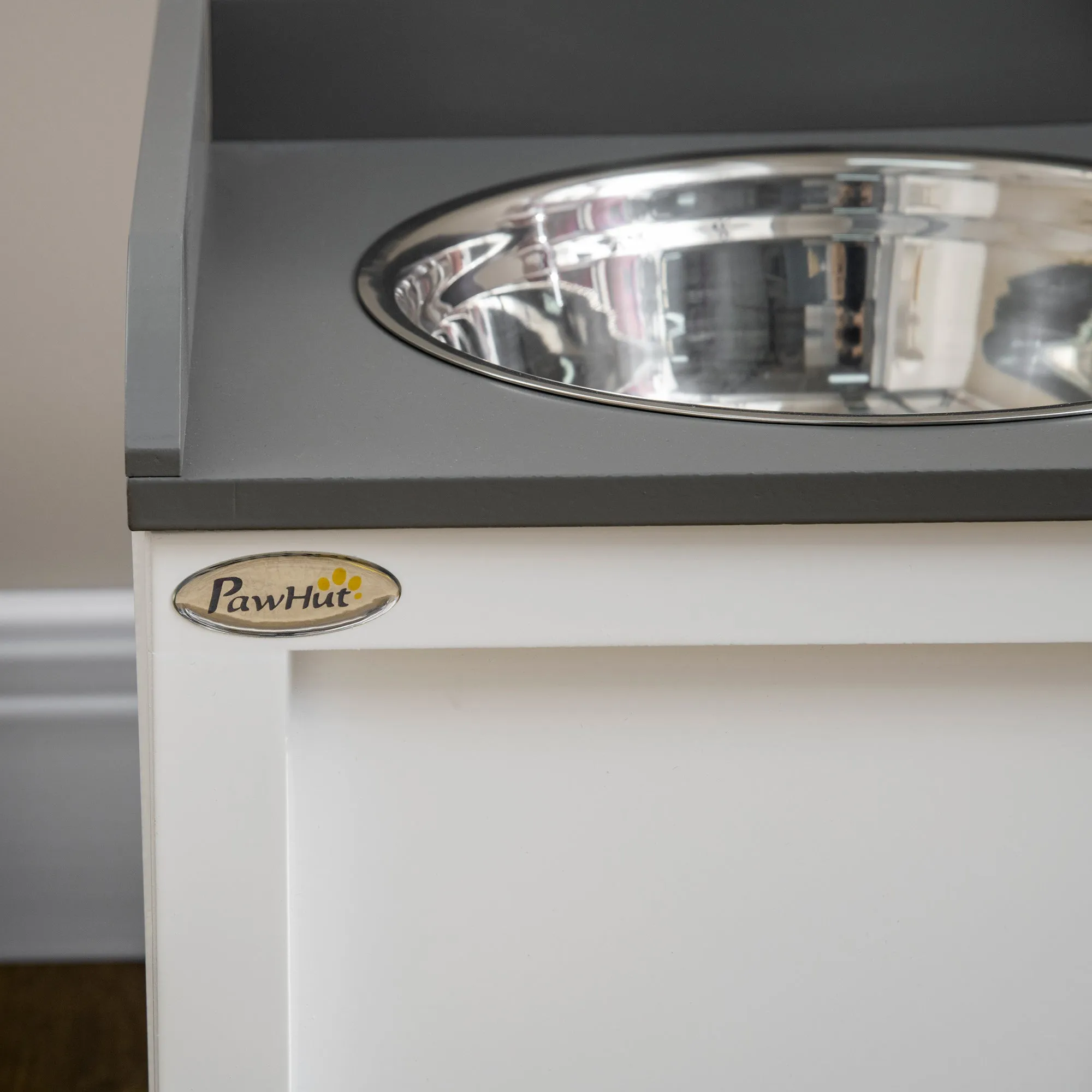 PawHut Stainless Steel Raised Dog Bowl w/ 21L Storage Drawer, for Large Dogs