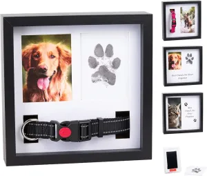 Pet Memorial Dog Picture Frame, 4 Customizable Displays, 9x9, Paw Print Kit for Dogs, Pet Memorial Gift for Dogs, Loss of Dog Sympathy Gift, Pet Paw Print Impression Kit