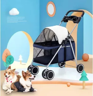 Pet Stroller Dog Stroller Pet Stroller 4 Wheels Collapsible Portable Cat Dog Strolling Cart Lightweight Ventilating Pet Travel Carrier (Red)