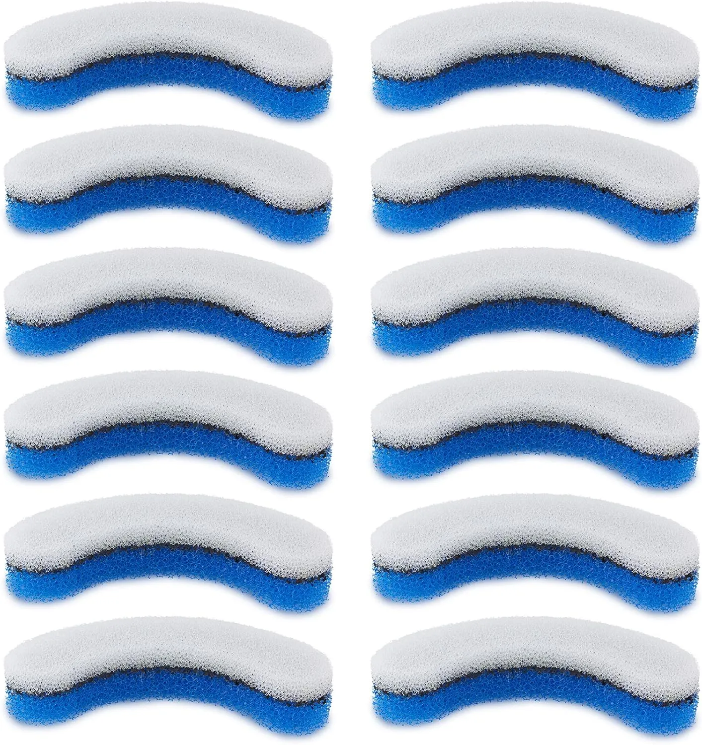 PetStandard Replacement Premium Water Filter for NPET WF050 Transparent Water Fountain. Arc-Shaped, Washable Pet Fountain filters with Triple Filtration System, Pack of 12