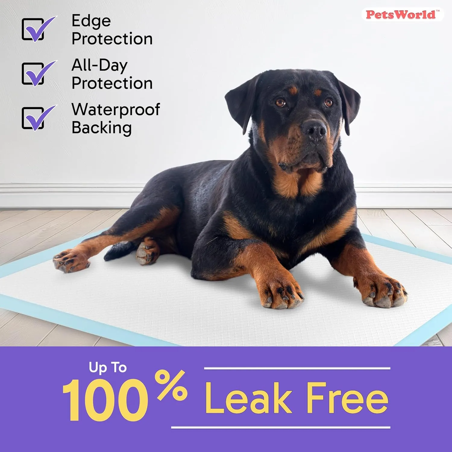 PetsWorld XL Dog Pee Pads 30"x36", 300-Count  Heavy Duty, Leak-Proof Potty Training Pads for Puppies & Large Dogs, Super Absorbent, Quick-Dry Disposable Pads with Odor Control