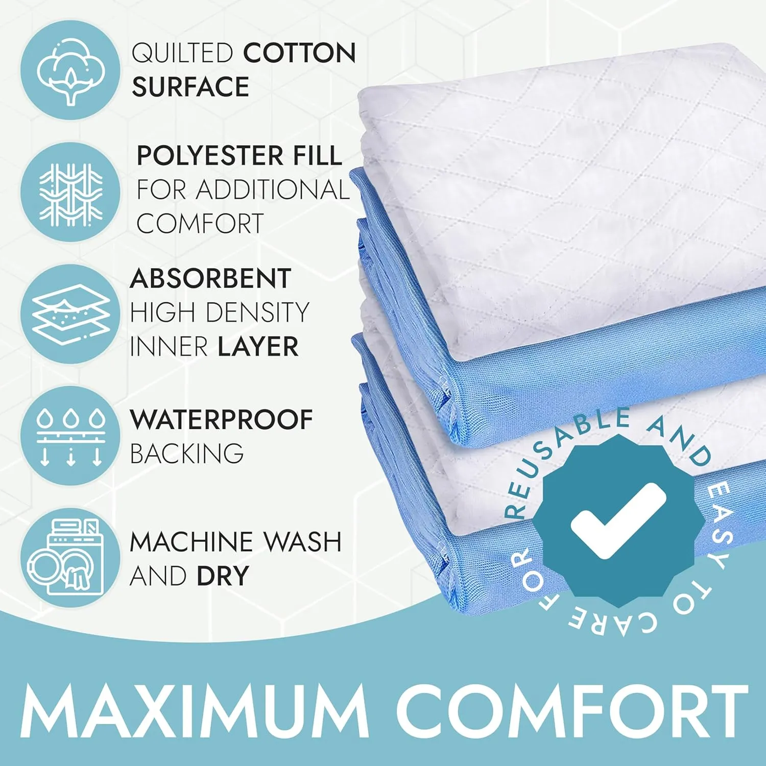 Premium Quality Bed Pad, Quilted, Waterproof, and Washable, 34" x 52" The Best Underpad Sheet Protector for Children or Adults with Incontinence (34x 52 (300 Washes ) Pack of 1