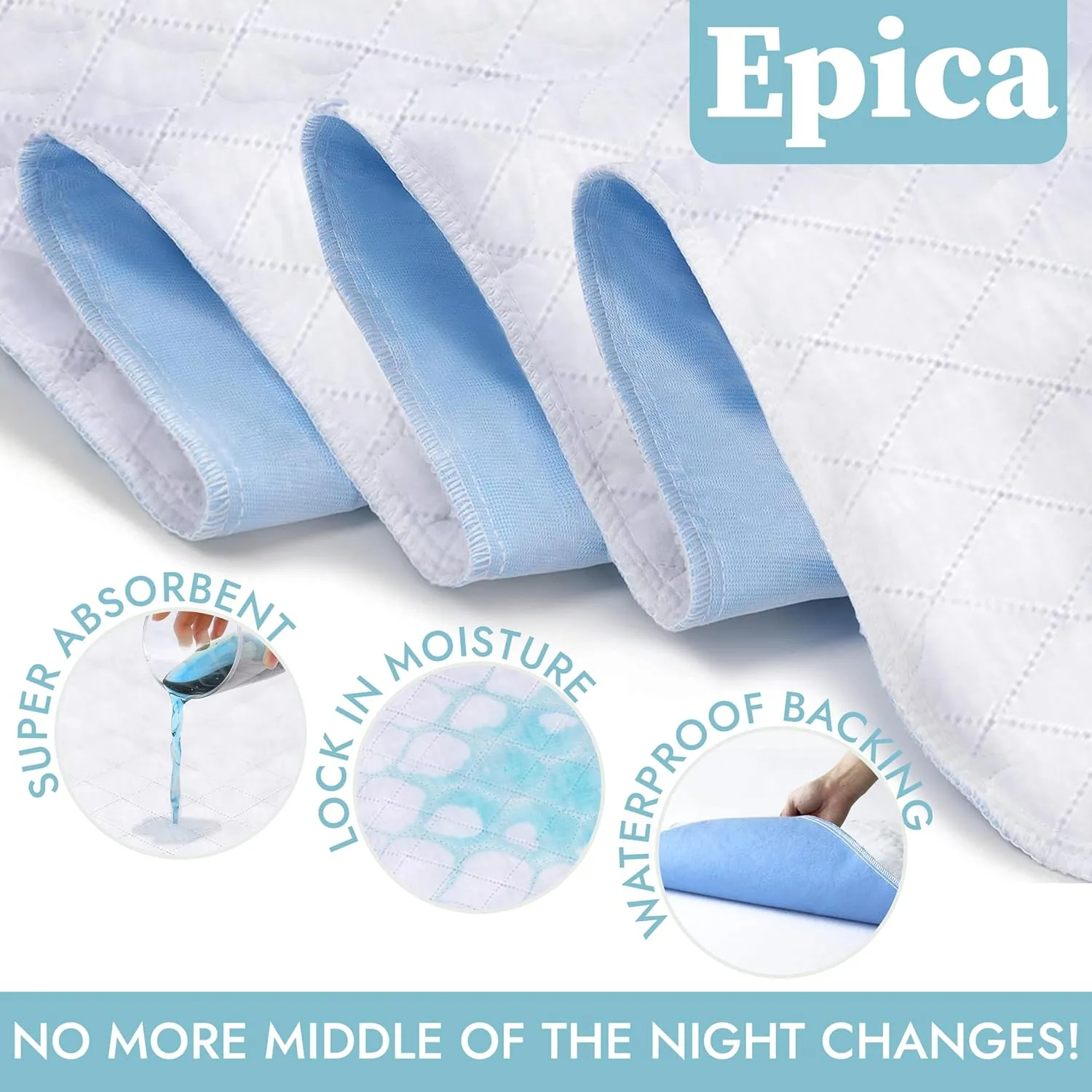 Premium Quality Bed Pad, Quilted, Waterproof, and Washable, 34" x 52" The Best Underpad Sheet Protector for Children or Adults with Incontinence (34x 52 (300 Washes ) Pack of 1