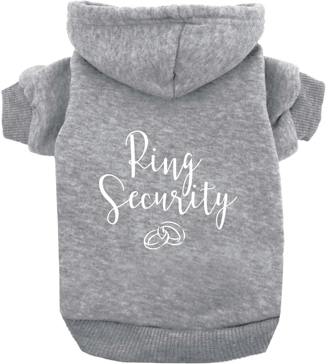 Ring Security Wedding Dog Hoodie Fleece Lined Pullover Sweatshirt with Leash Hole (Grey, Medium 433)