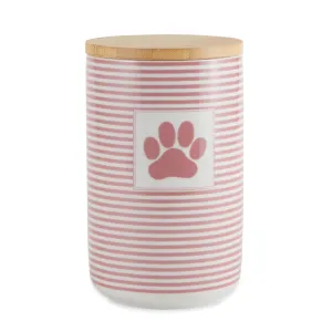 Rose Striped Paw Patch Pet Treat Canister - 4.5 Cup Capacity