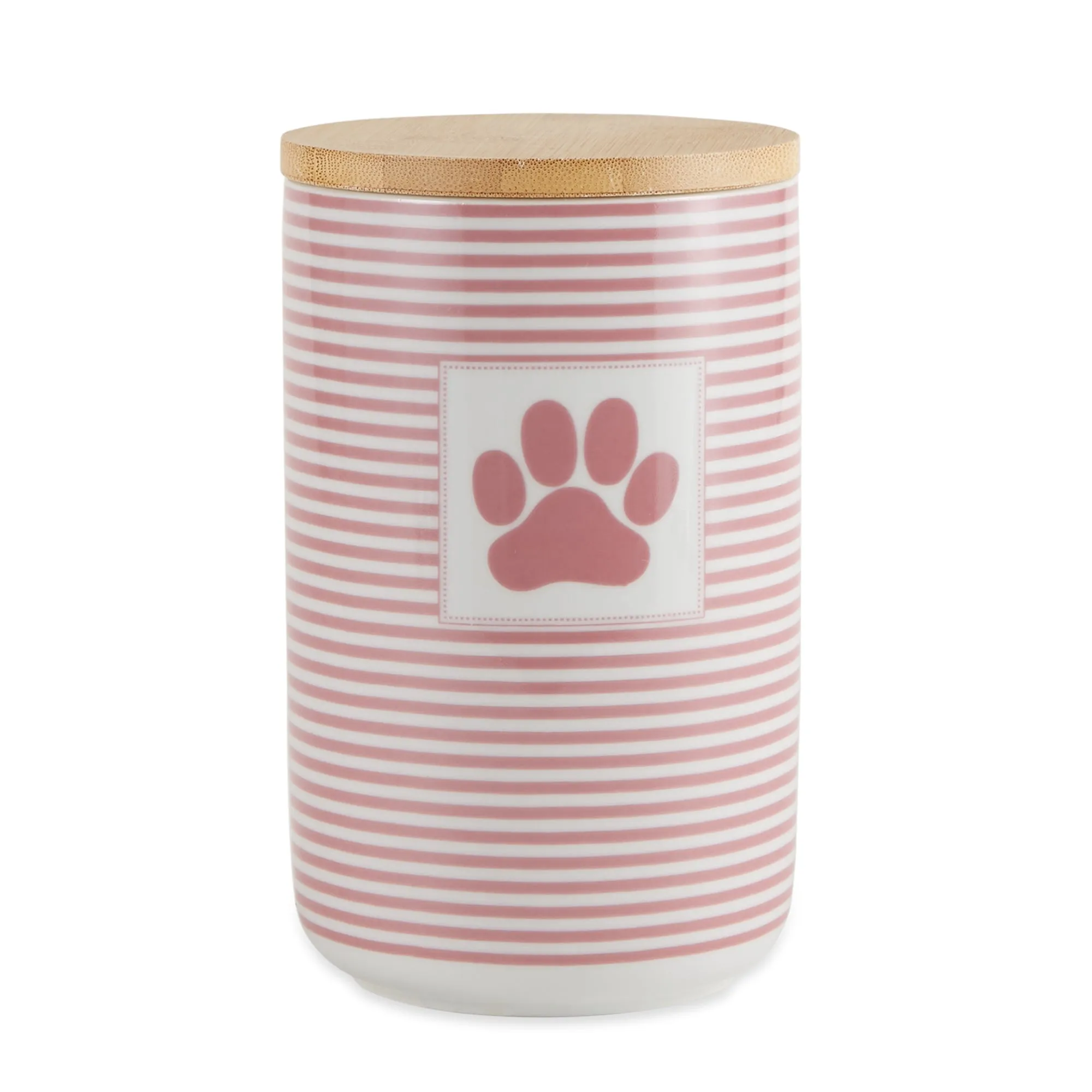 Rose Striped Paw Patch Pet Treat Canister - 4.5 Cup Capacity