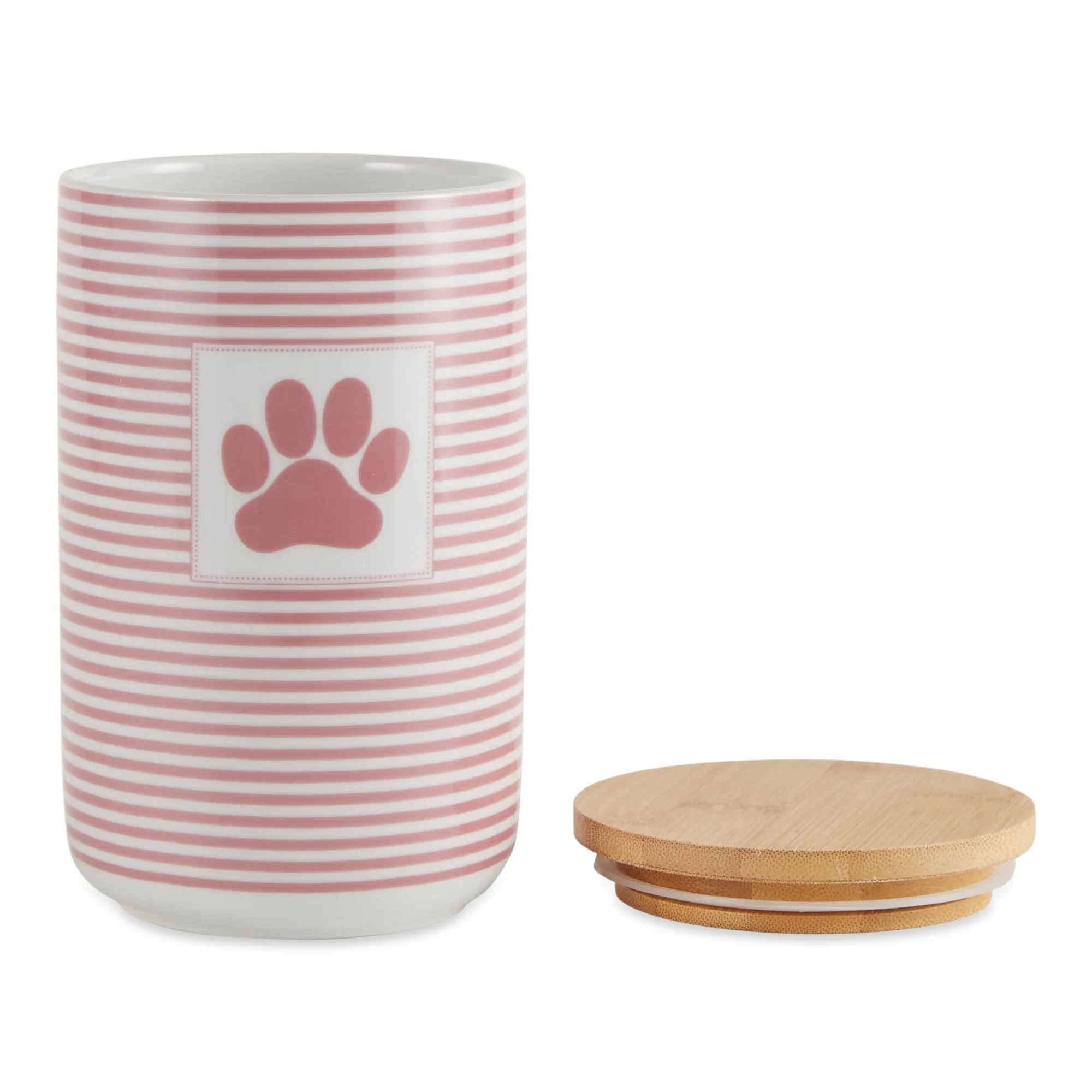 Rose Striped Paw Patch Pet Treat Canister - 4.5 Cup Capacity