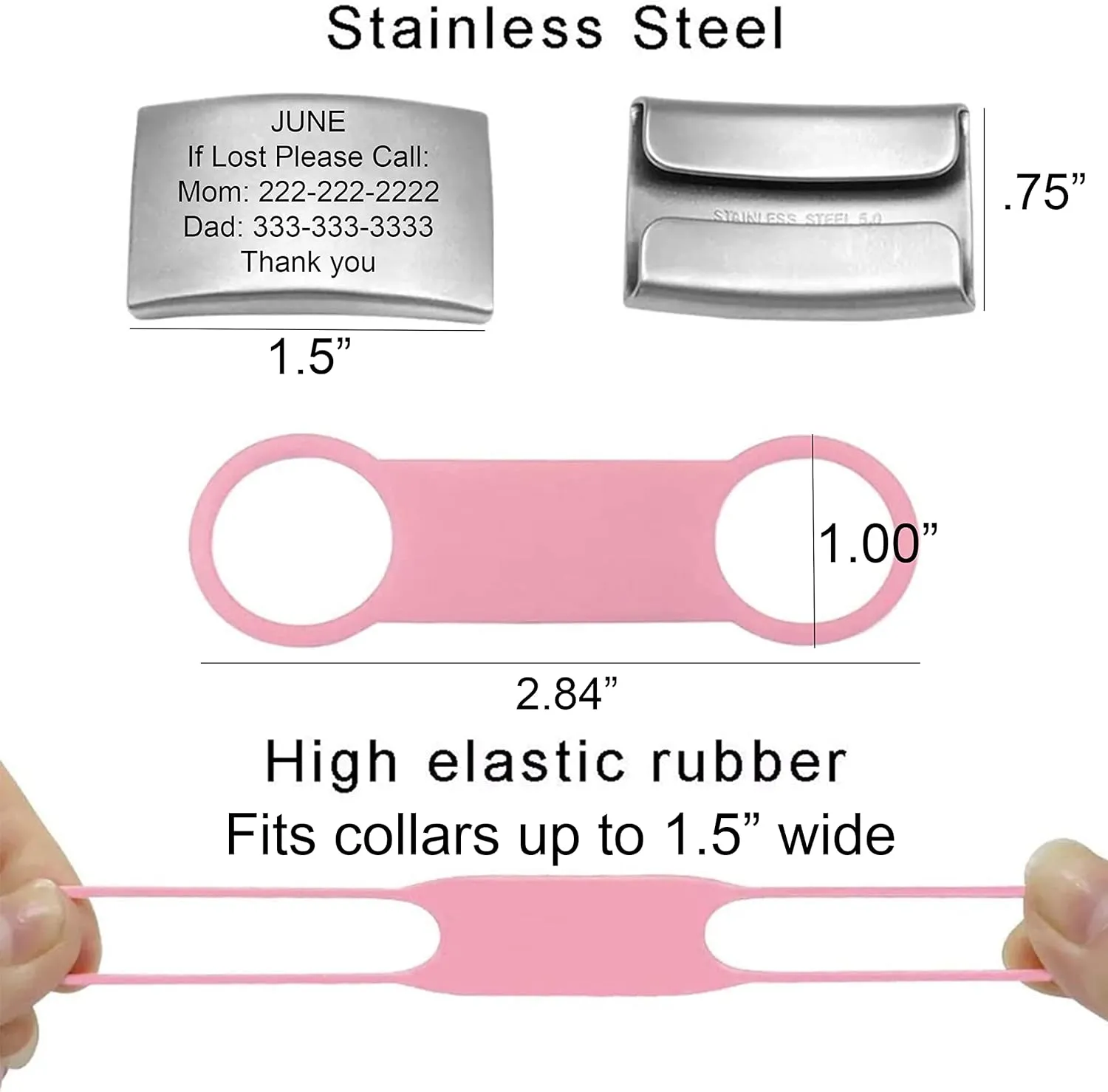 Silicone Attachment Replacement - Waterproof, Silent Pet ID or Band ID Holder - Plate Not Included - Single (Qty 1)