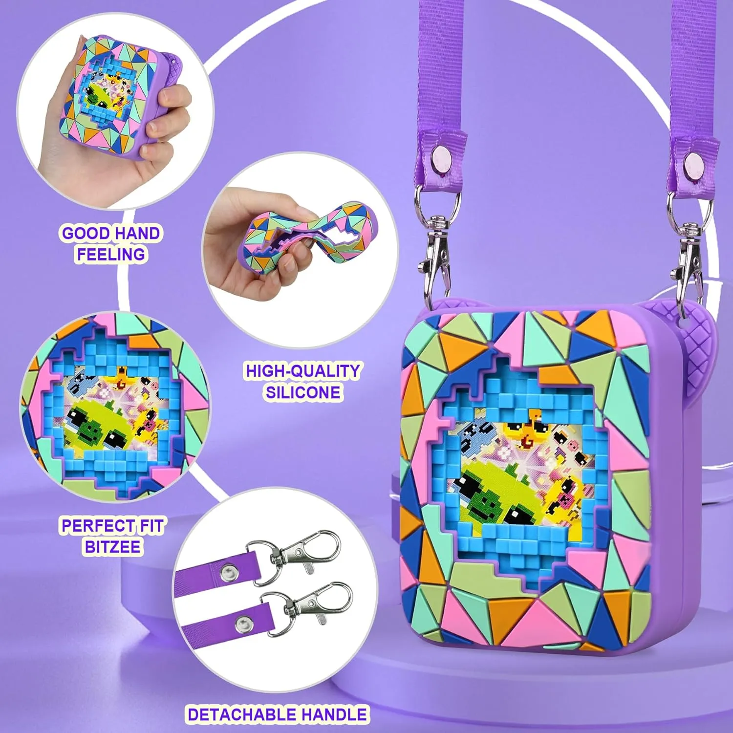 Silicone Cover Case for Bitzee Magicals Interactive Toy, Soft Silicone Protective Bag, Protective Skin Sleeve for Bitzee Virtual Electronic Pets Accessories, Purple