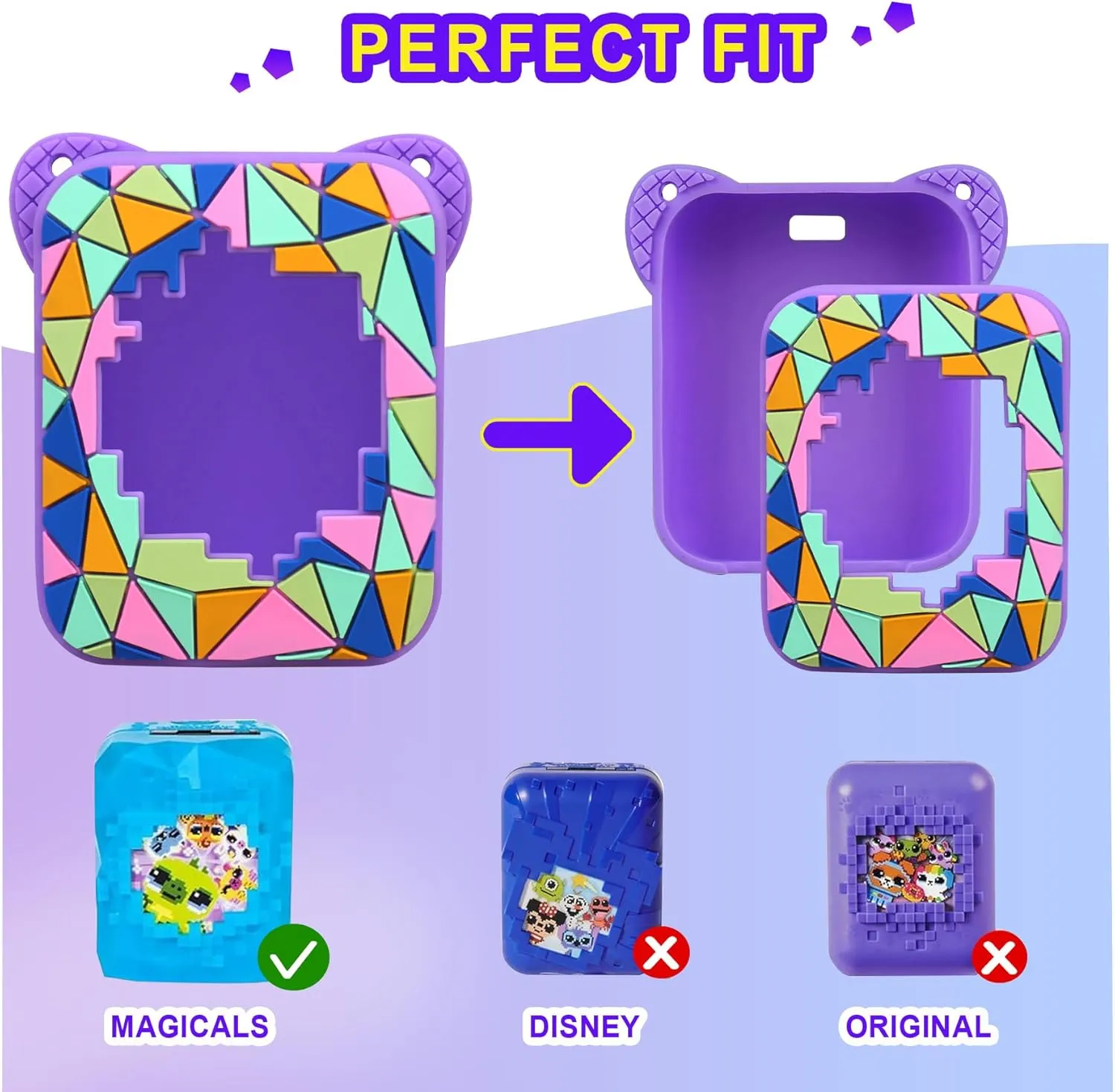 Silicone Cover Case for Bitzee Magicals Interactive Toy, Soft Silicone Protective Bag, Protective Skin Sleeve for Bitzee Virtual Electronic Pets Accessories, Purple
