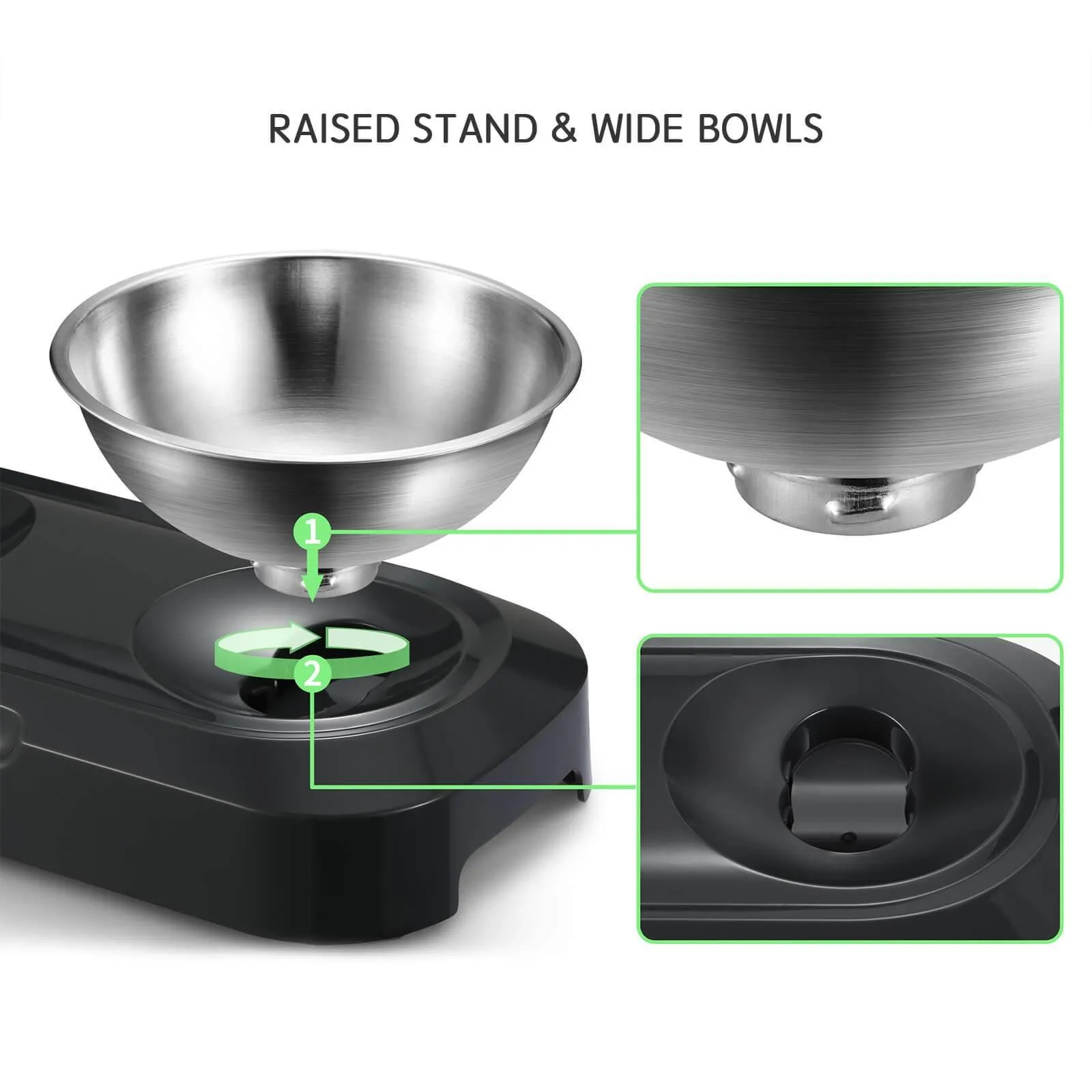 Single/Double Pet Bowls w/Raised Stand 15° Tilted Cat Feeder