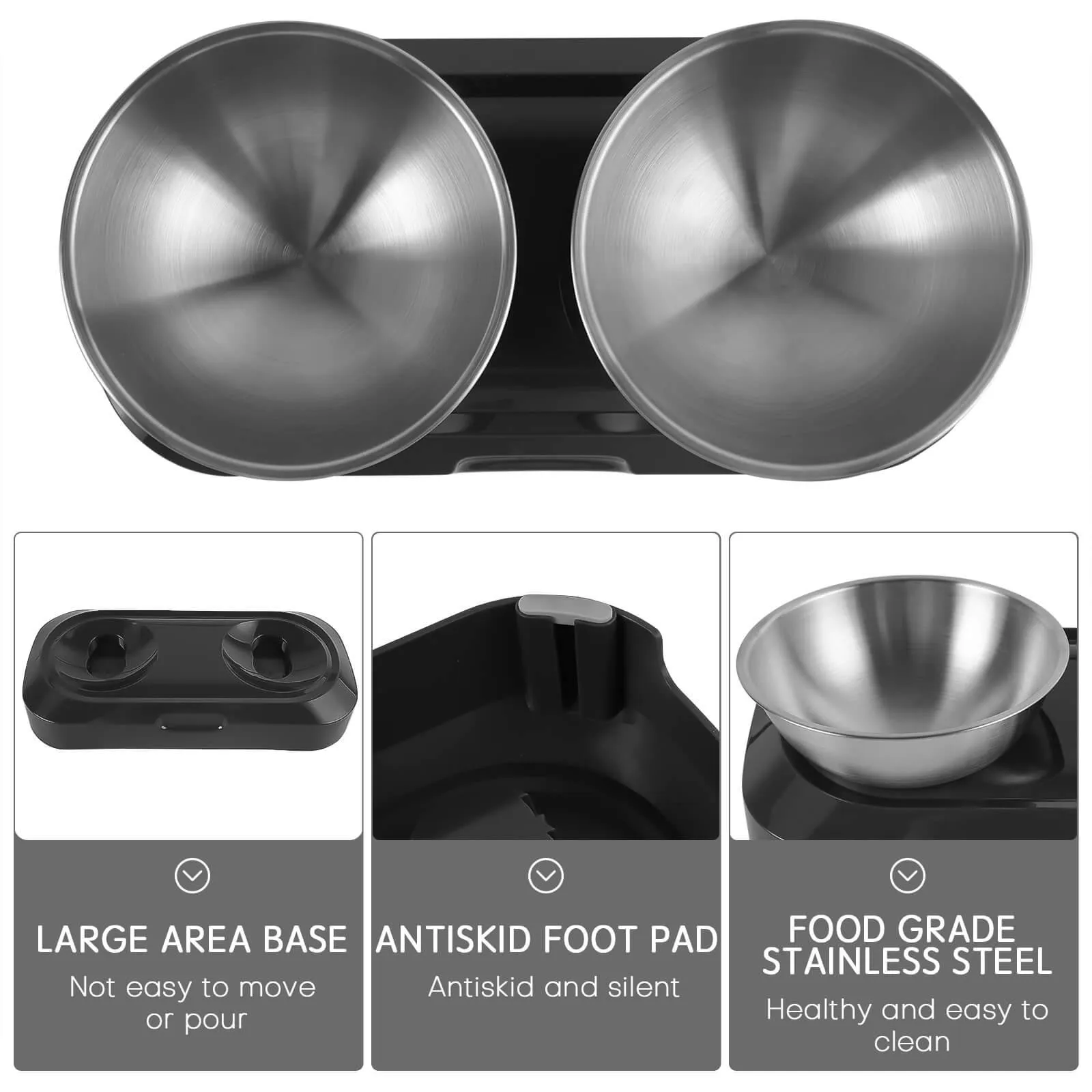Single/Double Pet Bowls w/Raised Stand 15° Tilted Cat Feeder