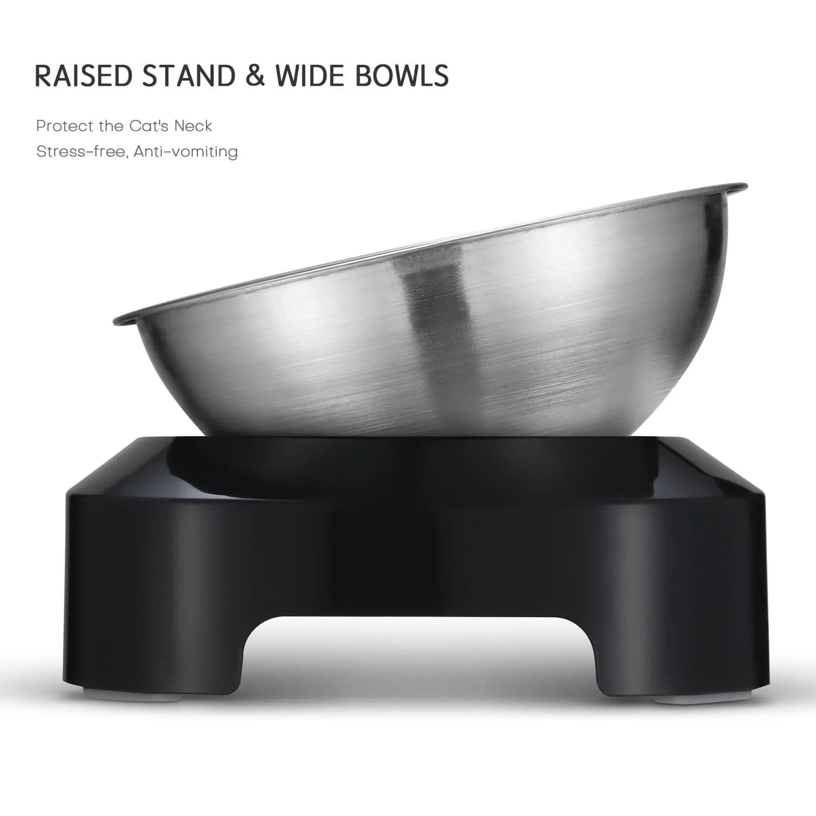 Single/Double Pet Bowls w/Raised Stand 15° Tilted Cat Feeder