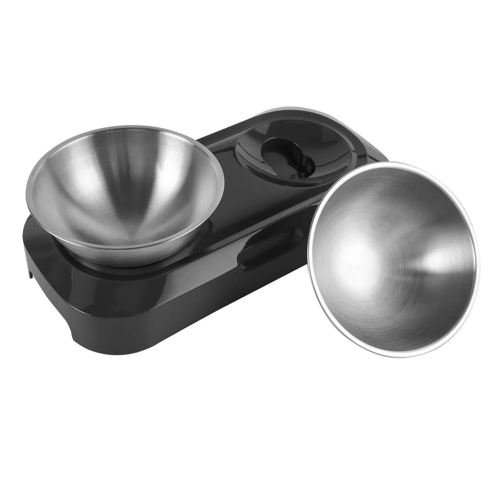 Single/Double Pet Bowls w/Raised Stand 15° Tilted Cat Feeder