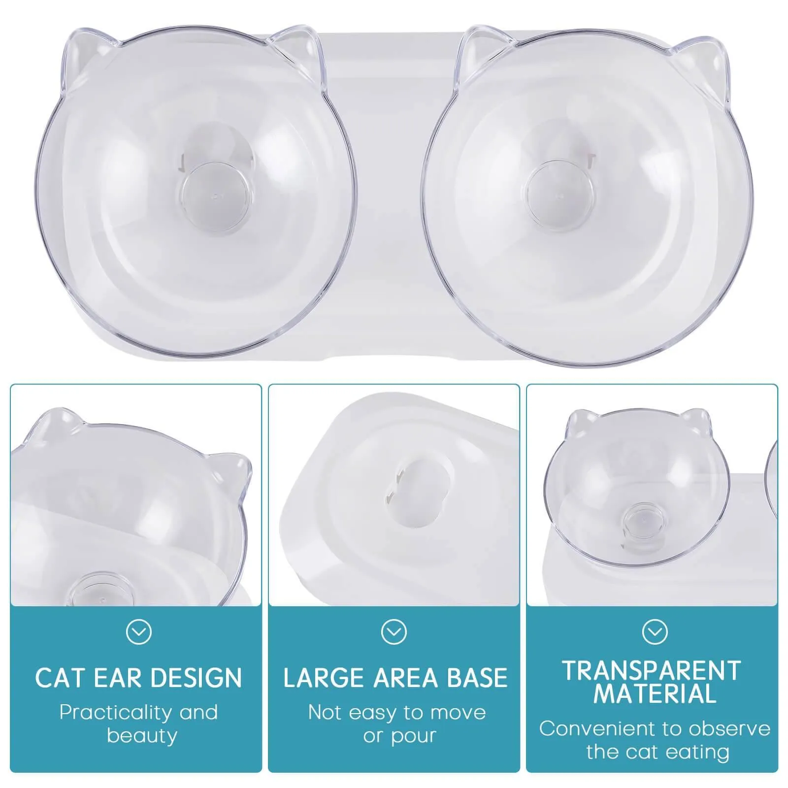 Single/Double Pet Bowls w/Raised Stand 15° Tilted Cat Feeder