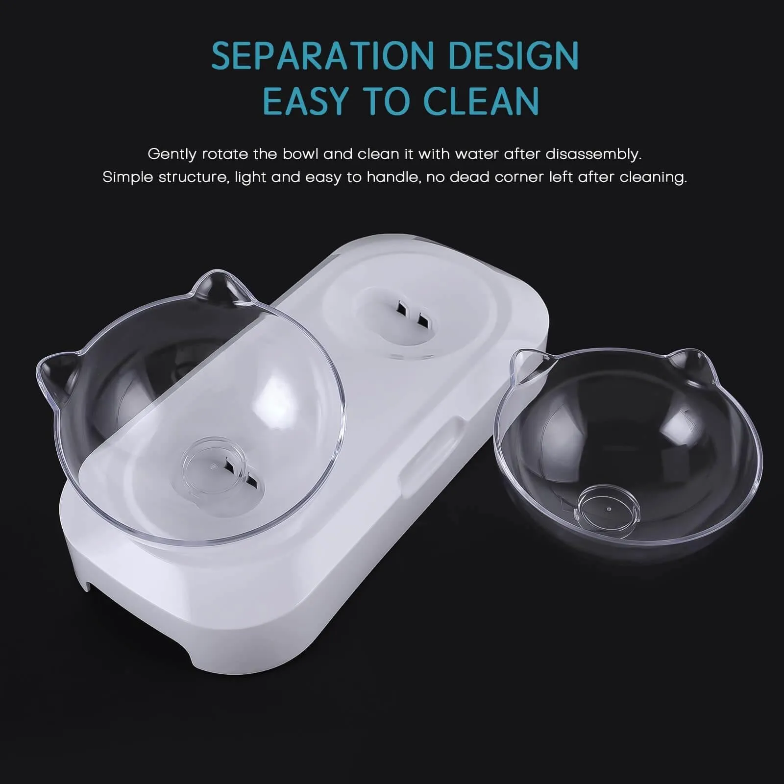 Single/Double Pet Bowls w/Raised Stand 15° Tilted Cat Feeder