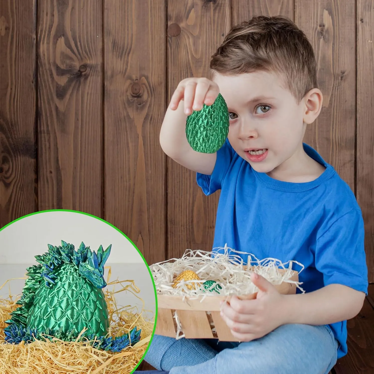Small Dragon Eggs with Dragon Inside, 3D Printed Surprise Funny Gifts for Kids, Articulated Dragon Fidget Toys for Adults, Executive Desk Toys Office Room Dcor (Christmas Green)