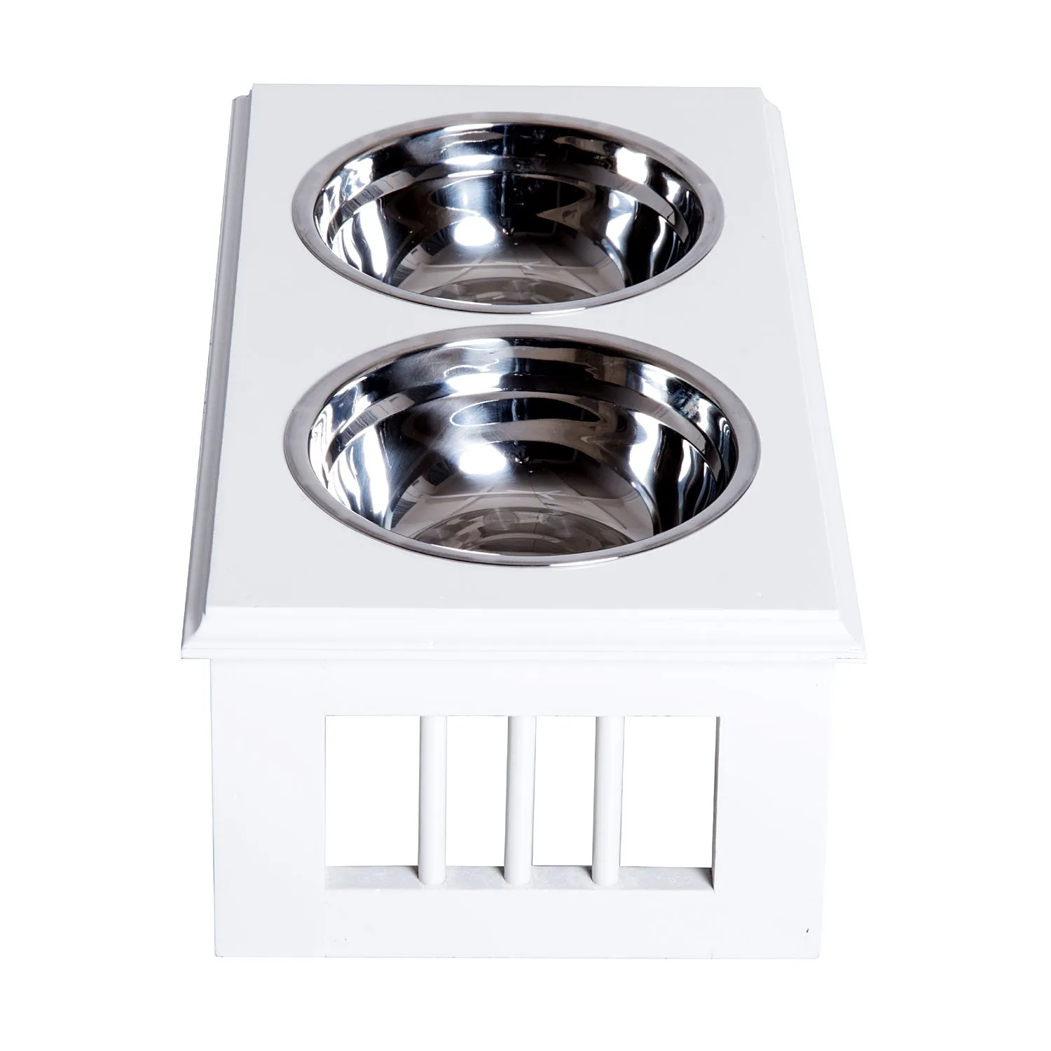 Stainless Steel Pet Feeder, 43.7Lx24Wx15H cm-White